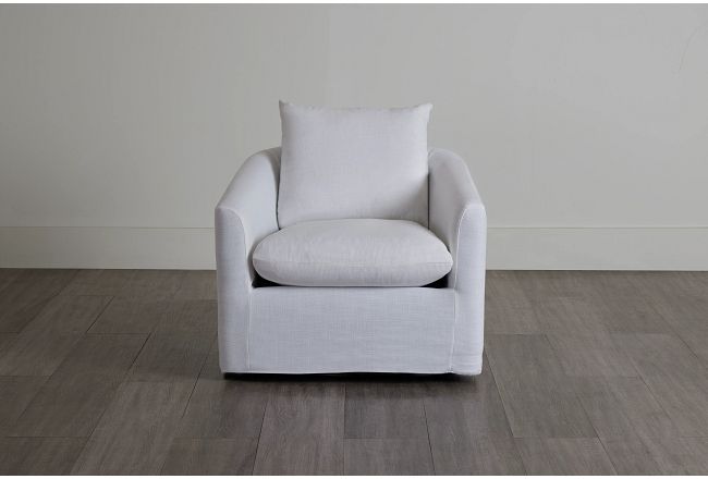 Willow White Fabric Swivel Chair