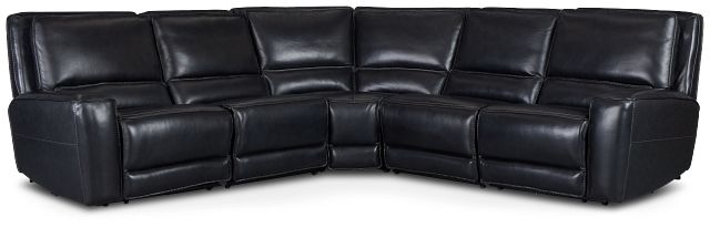 Miles Black Lthr/vinyl Small Two-arm Power Reclining Sectional