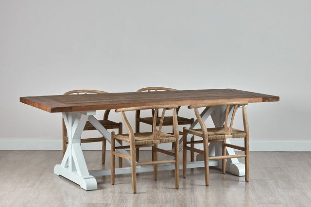 Hilton Light Tone 96" Table & 4 Wood Chairs