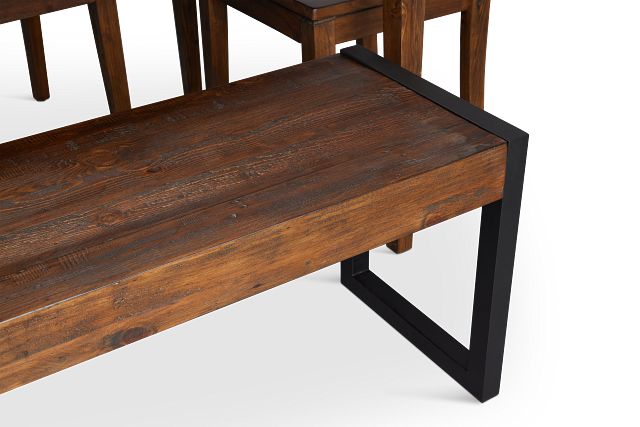 Chicago Dark Tone Rect Table, 4 Chairs & Bench