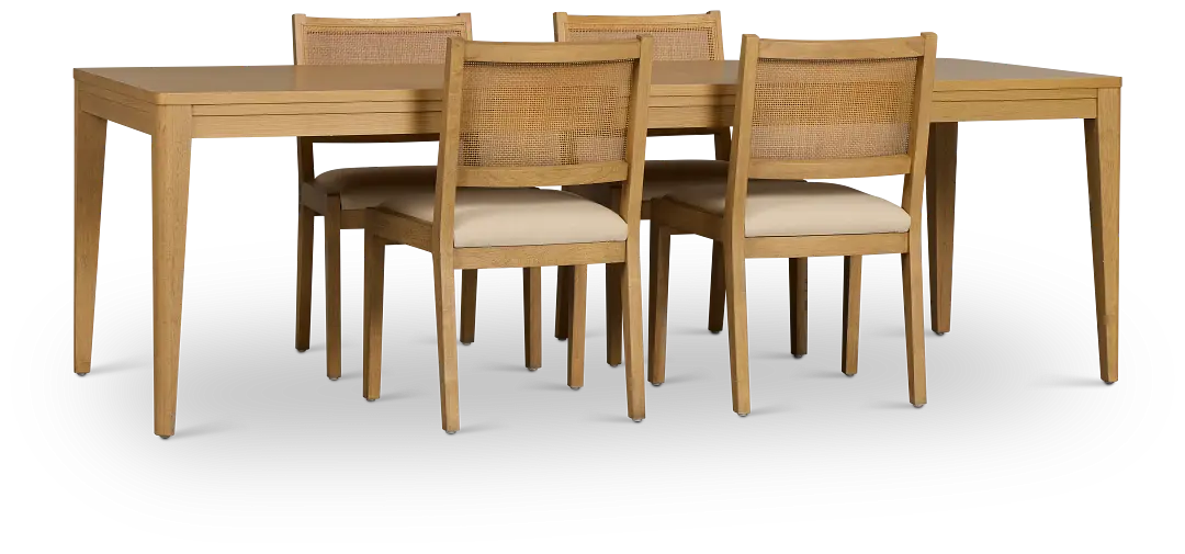 Pacific Light Tone Rectangular Table & 4 Upholstered Chairs Pacific Light Tone Rectangular Table & 4 Upholstered Chairs