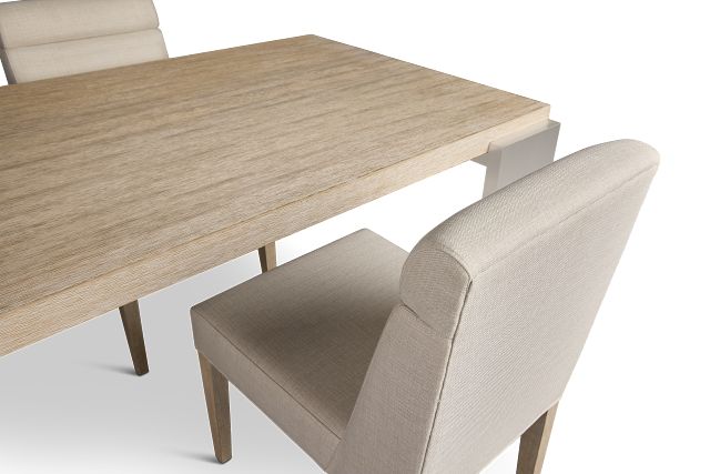 Miramar Light Tone Rectangular Table & 4 Upholstered Chairs