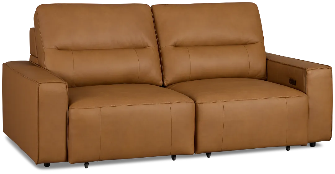 Rudy Brown Lthr/vinyl Power Extension Chaise Sofa