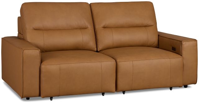 Rudy Brown Lthr/vinyl Power Extension Chaise Sofa