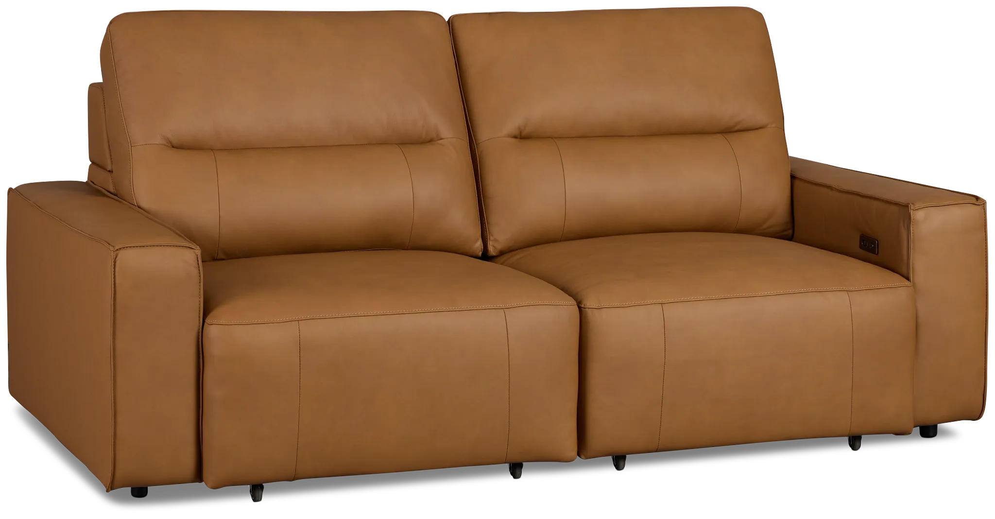 Rudy Brown Lthr/vinyl Power Extension Chaise Sofa