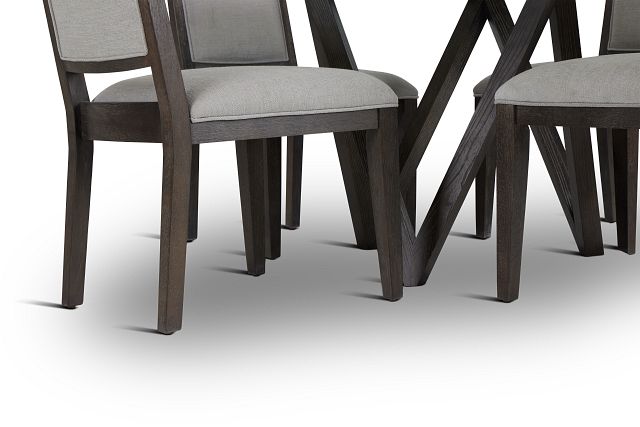 Tribeca Dark Tone Glass Table & 4 Wood Chairs (6)
