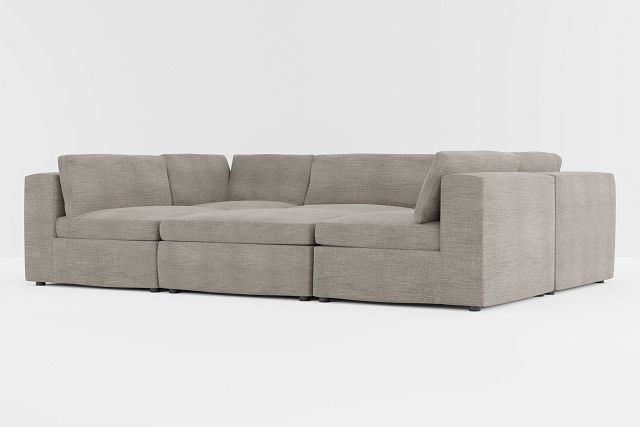 Destin Victory Gray Fabric 6-piece Pit Sectional