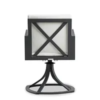 Linear Dark Gray White Swivel Arm Chair