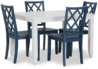 Edgartown White Rect Table & 4 Navy Wood Chairs