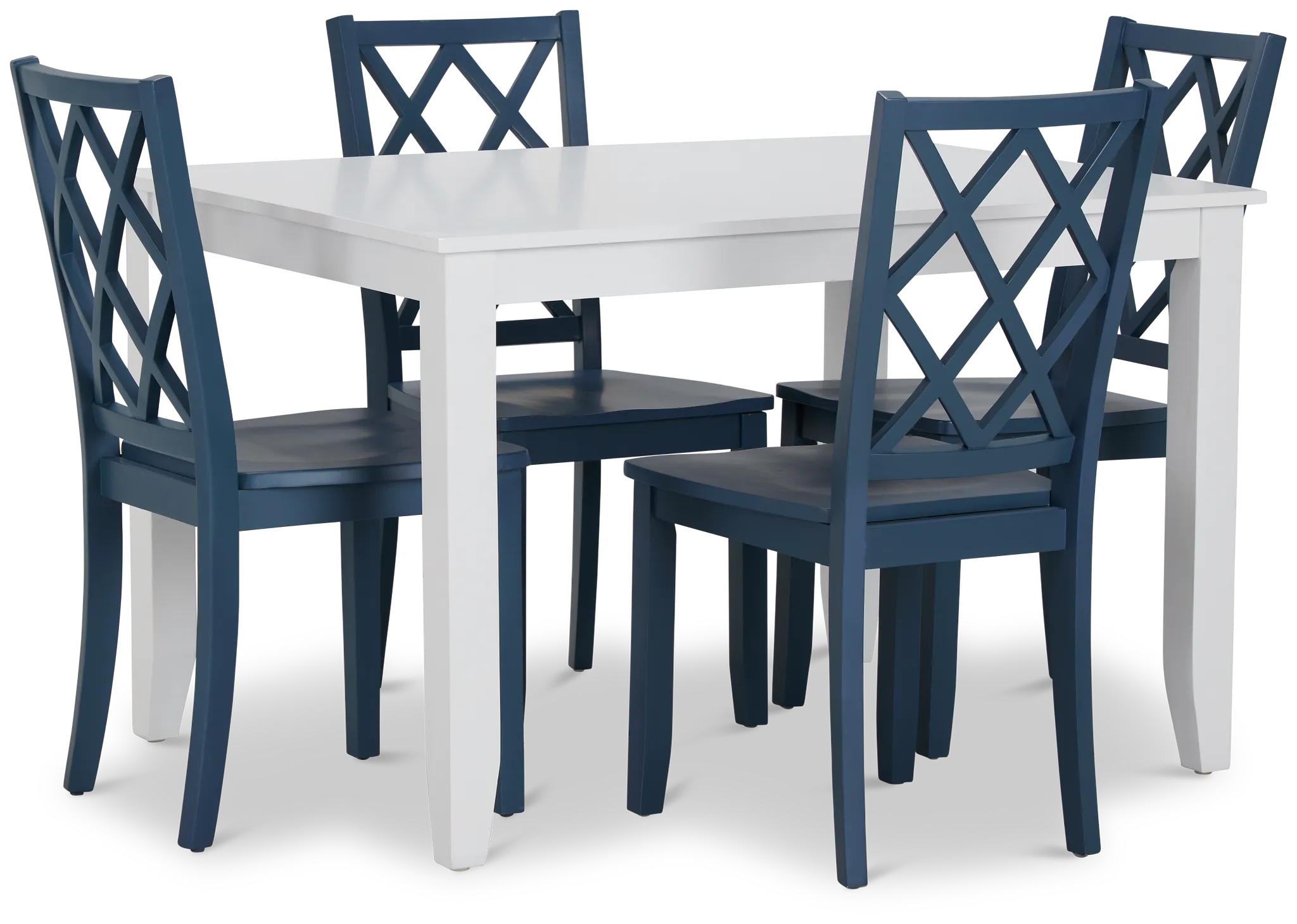 Edgartown White Rect Table & 4 Navy Wood Chairs
