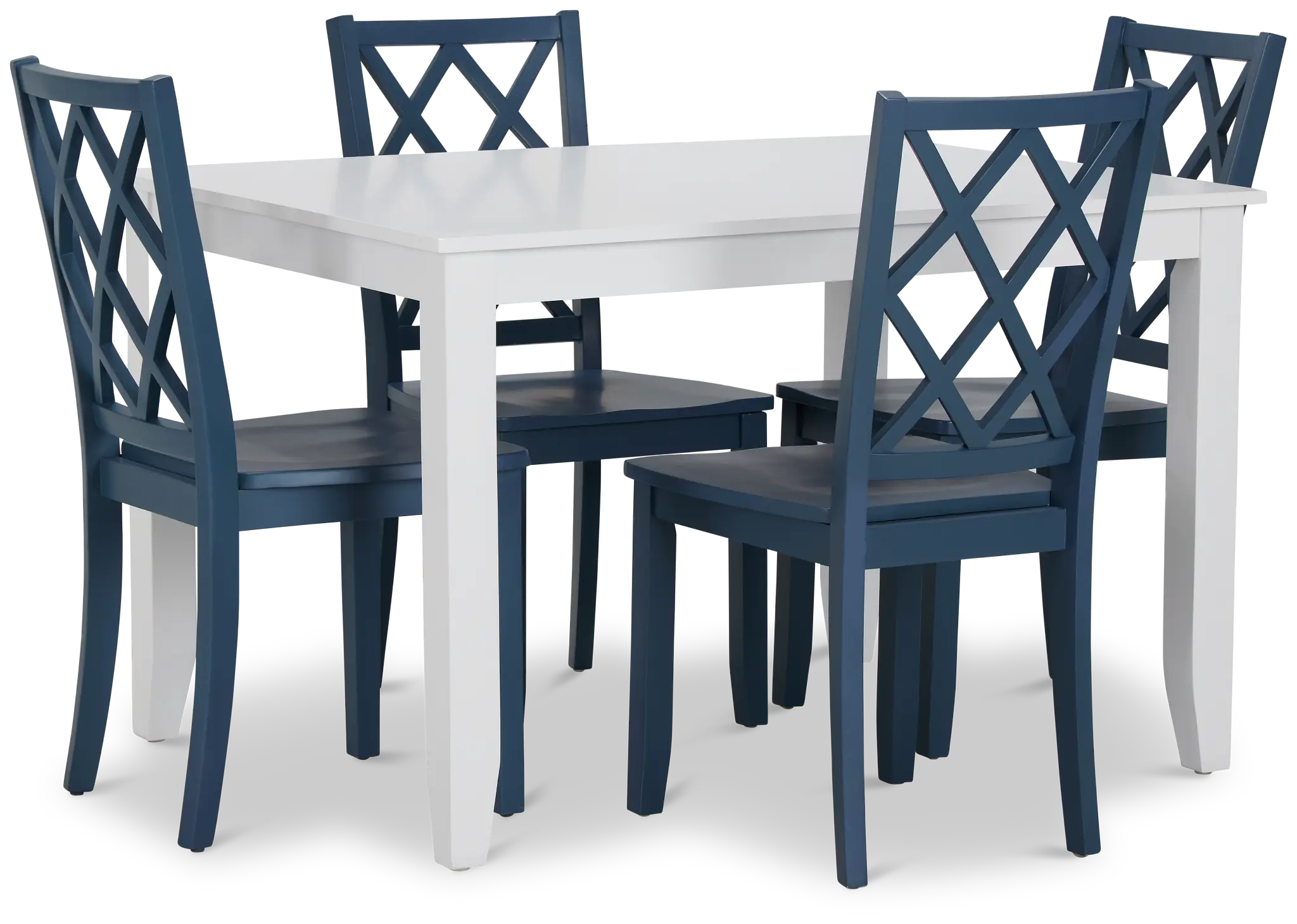 Edgartown White Rect Table & 4 Navy Wood Chairs Edgartown White Rect Table & 4 Navy Wood Chairs
