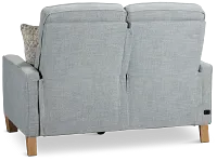 Bayside Light Blue Fabric Power Reclining Loveseat