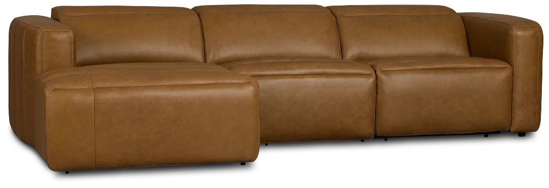 Jace Medium Brown Lthr/vinyl Left Chaise Power Reclining Sectional