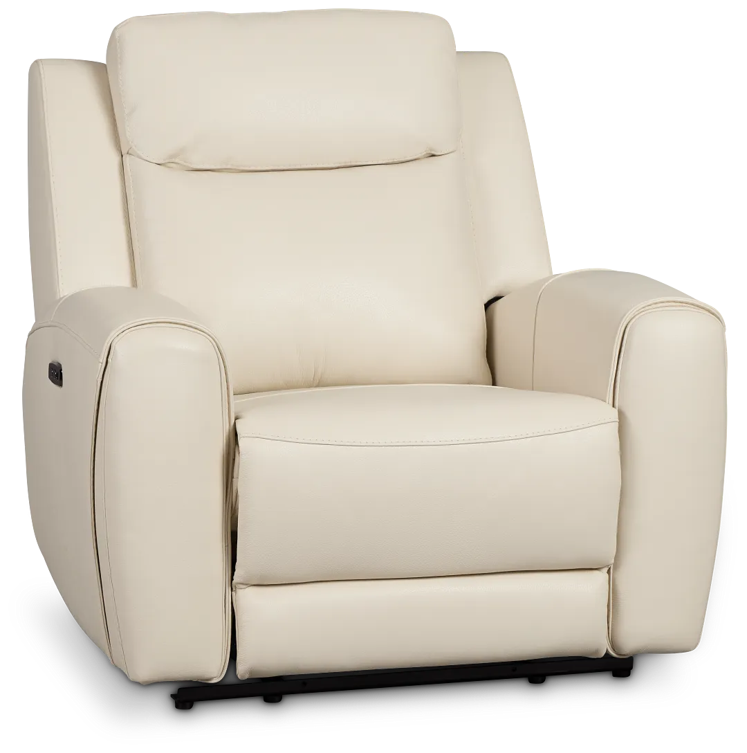 Walker Ivory Lthr/vinyl Power Recliner With Power Headrest