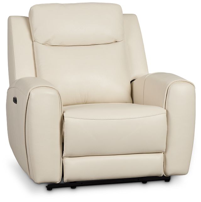 Walker Ivory Lthr/vinyl Power Recliner With Power Headrest