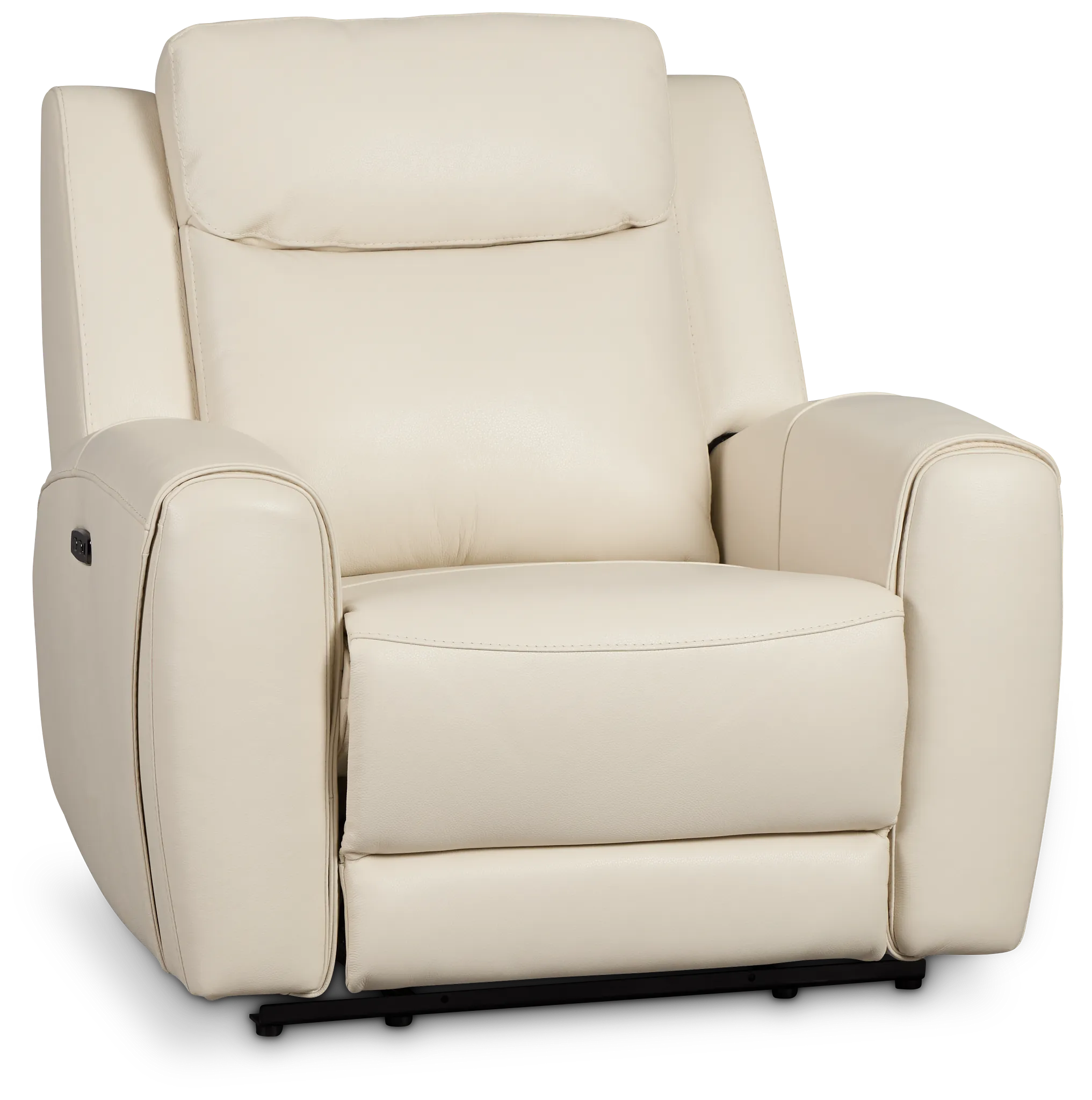 Walker Ivory Lthr/vinyl Power Recliner With Power Headrest