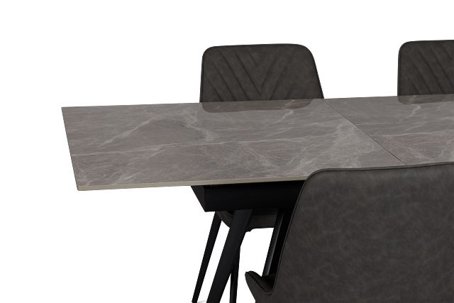 Maricopa Gray Extension Table & 4 Dark Gray Upholstered Chairs
