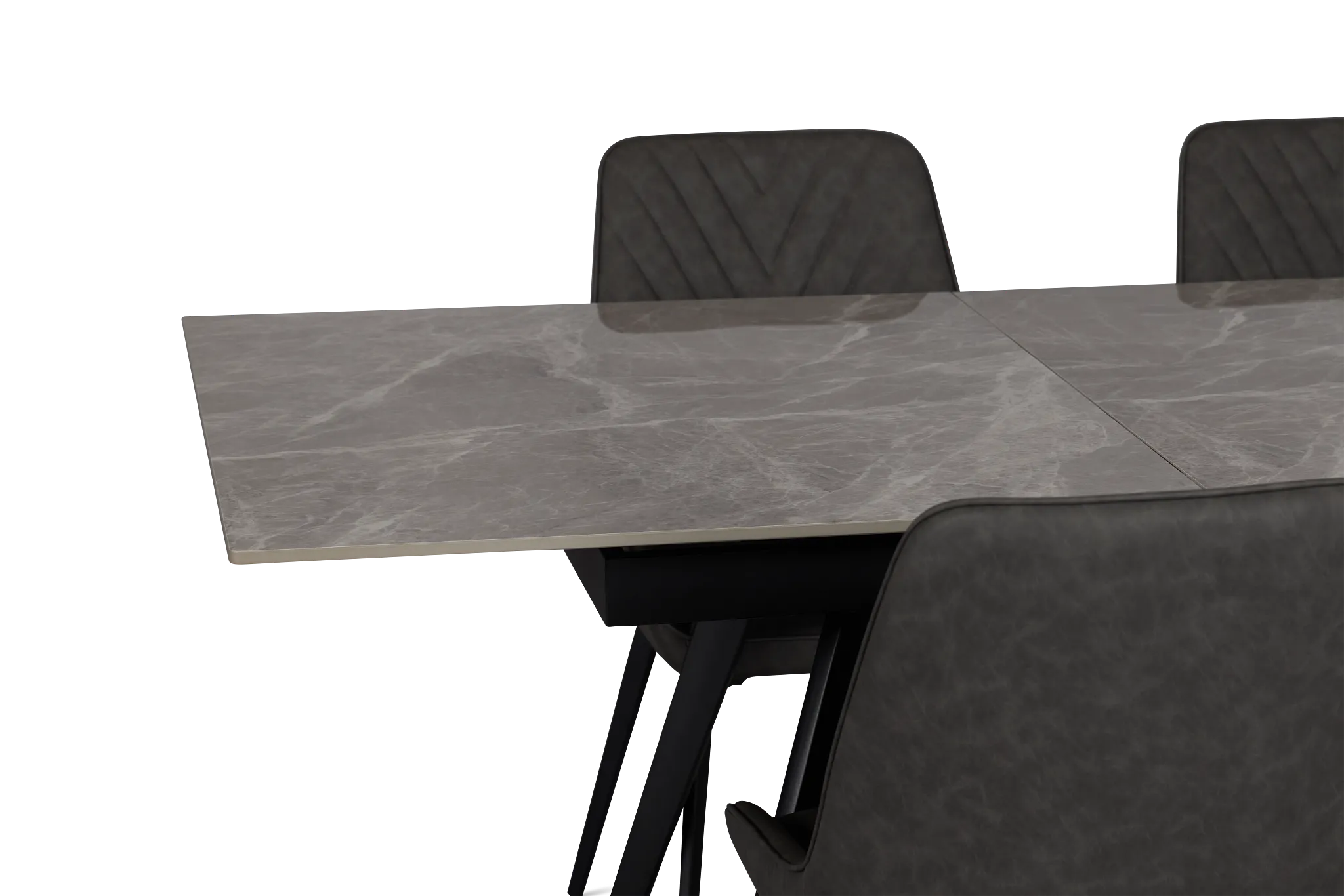 Maricopa Gray Extension Table & 4 Dark Gray Upholstered Chairs
