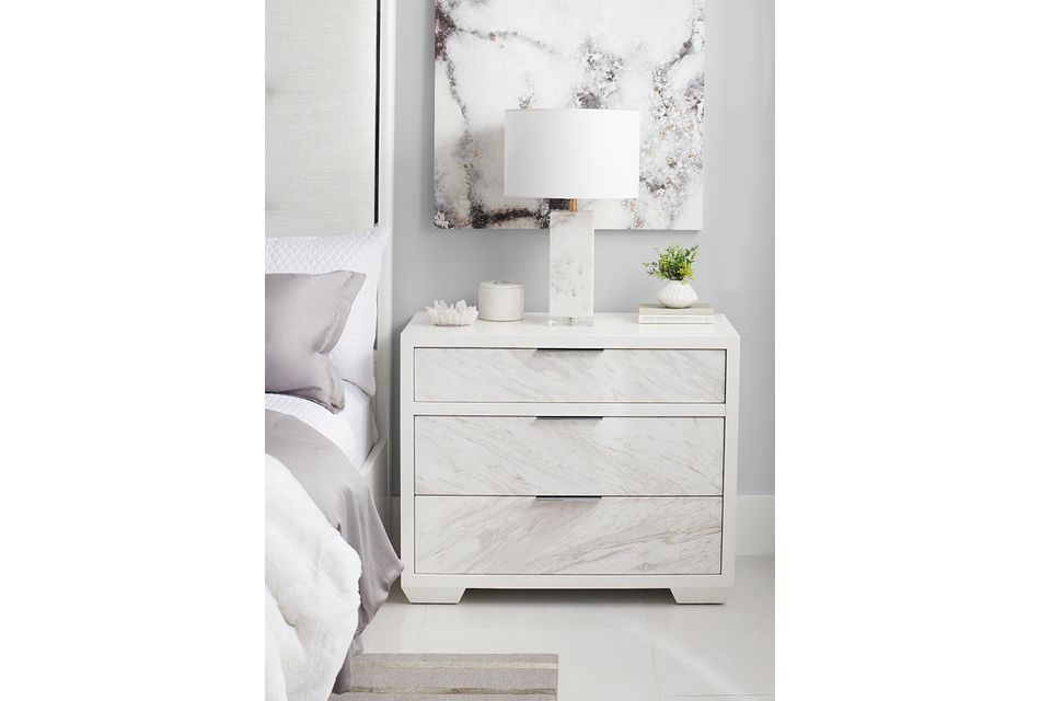 Ocean Drive White Marble Nightstand