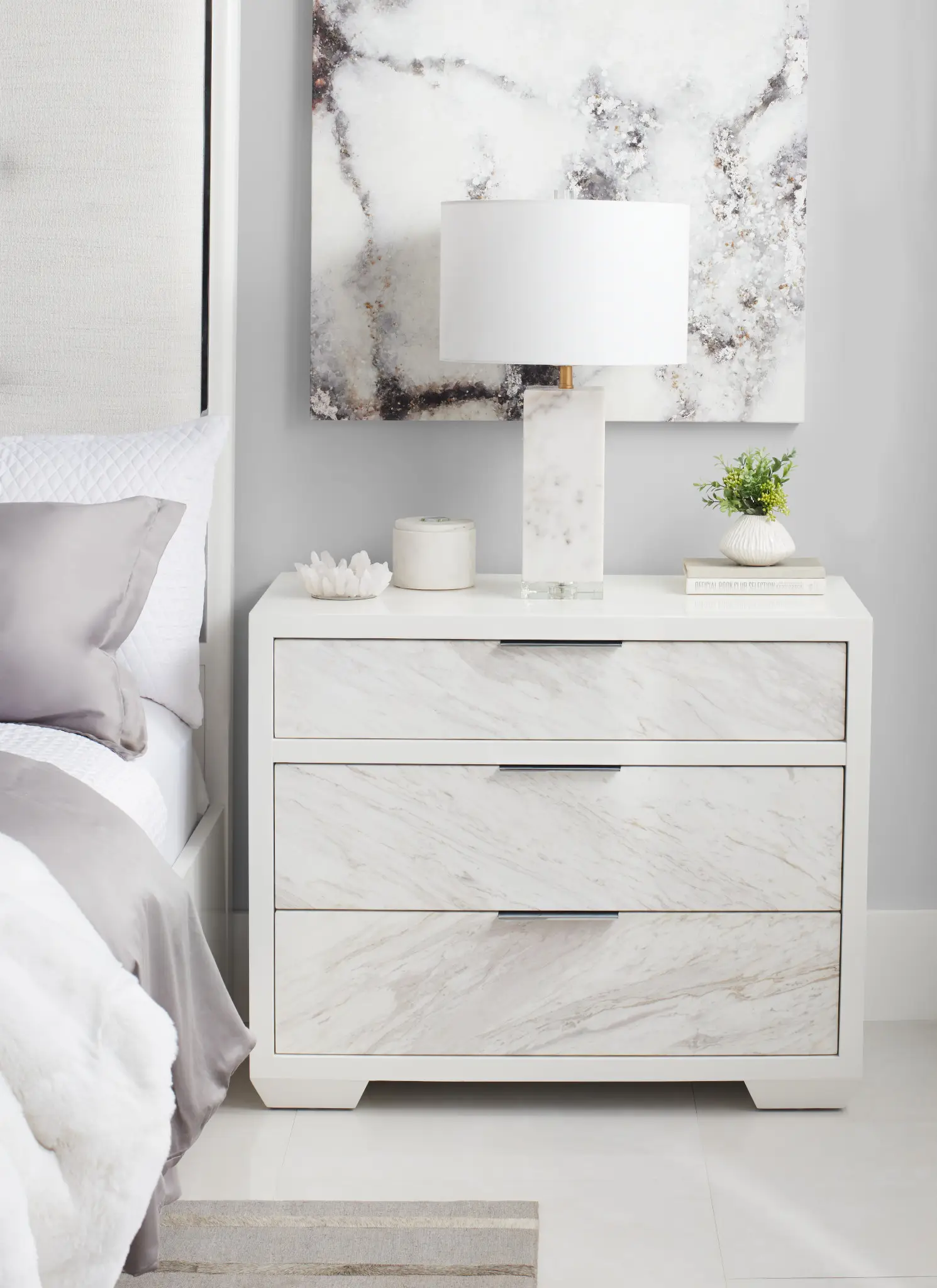 Ocean Drive White Marble Nightstand Ocean Drive White Marble Nightstand