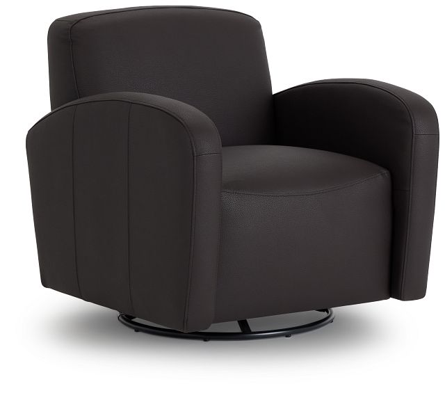 Axis Dark Brown Vinyl Swivel Accent Chair (1)