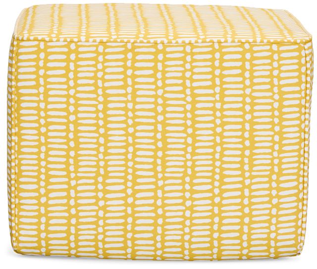Deja Yellow Fabric Accent Pouf