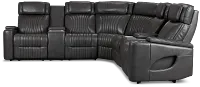 Nova Dark Gray Lthr/vinyl Medium 2-arm Dual Power Massage Sectional