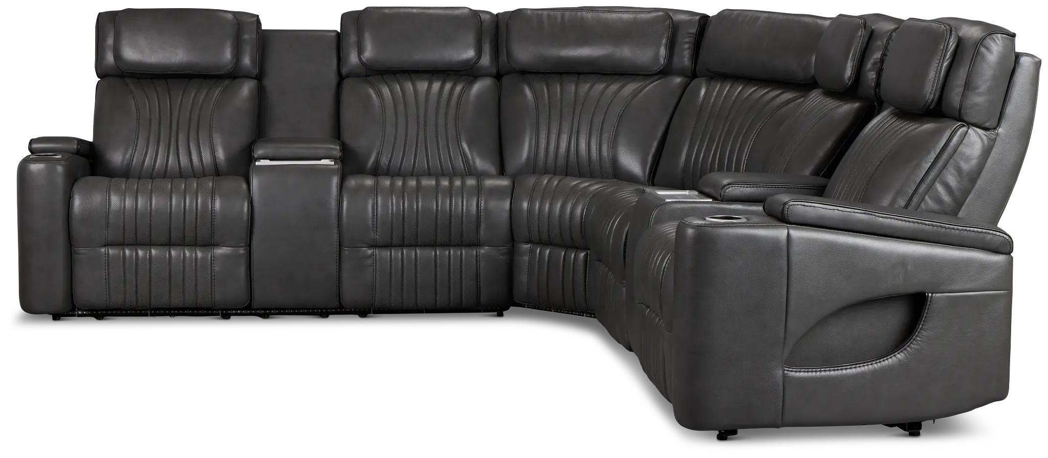 Nova Dark Gray Lthr/vinyl Medium 2-arm Dual Power Massage Sectional Nova Dark Gray Lthr/vinyl Medium 2-arm Dual Power Massage Sectional