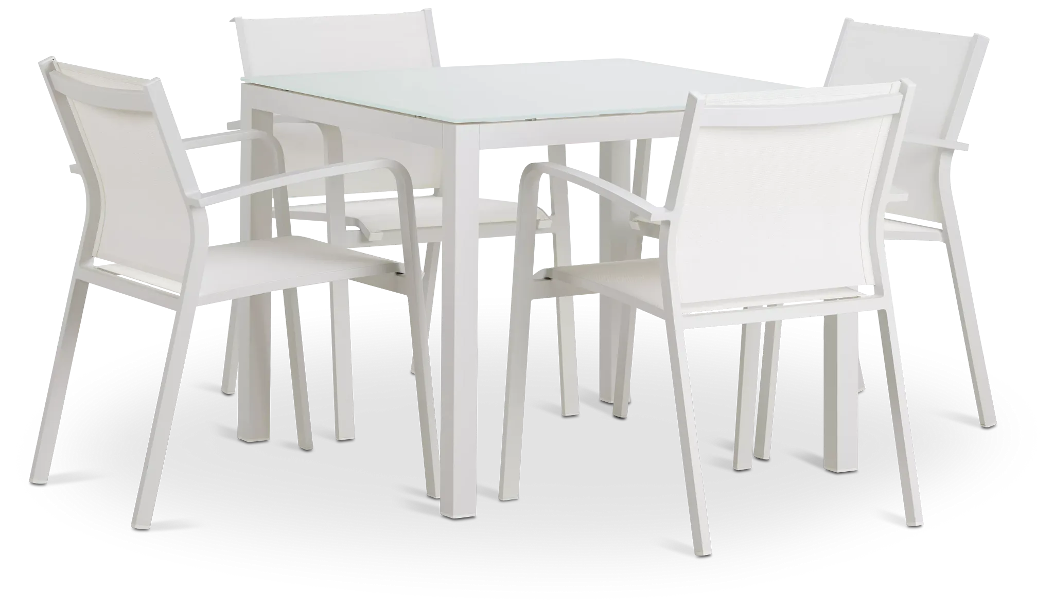 Lisbon White 36" Square Table & 4 Chairs