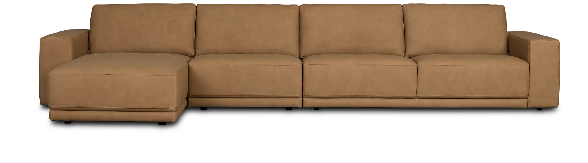 Kellan Light Brown Leather Small Left Chaise Sectional