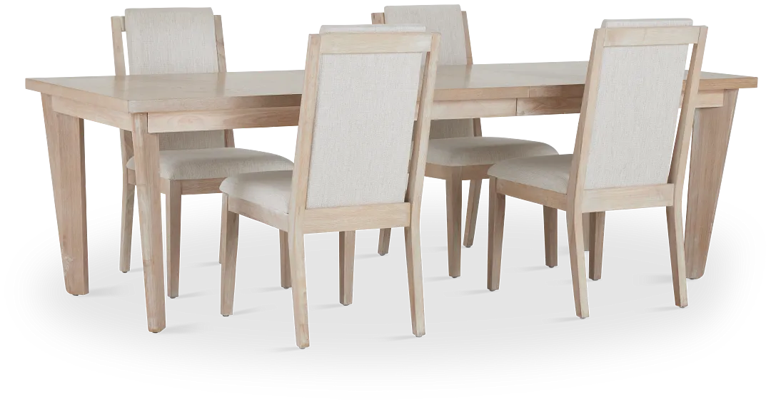 Boca Grande Light Tone Rectangular Table & 4 Upholstered Chairs