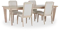 Boca Grande Light Tone Rectangular Table & 4 Upholstered Chairs