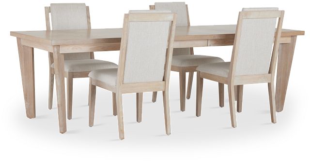 Boca Grande Light Tone Rectangular Table & 4 Upholstered Chairs (5)