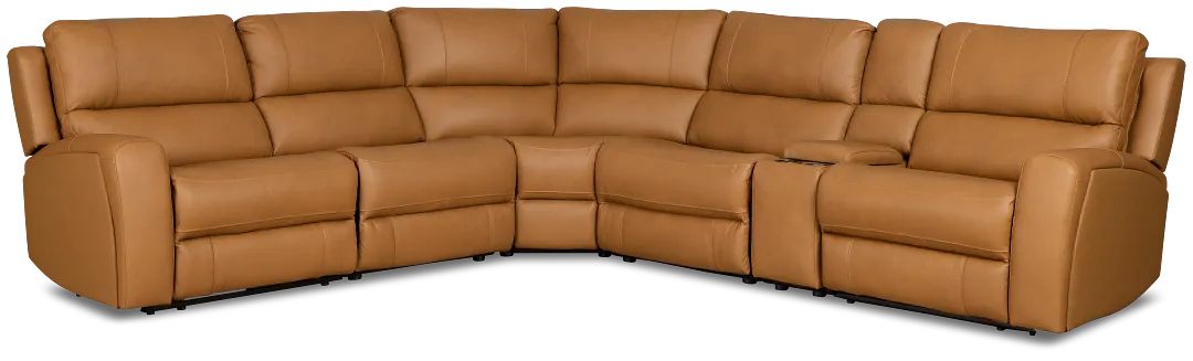 Summit Light Brown Lthr/vinyl Medium Dual Power 2-arm Reclining Sectional
