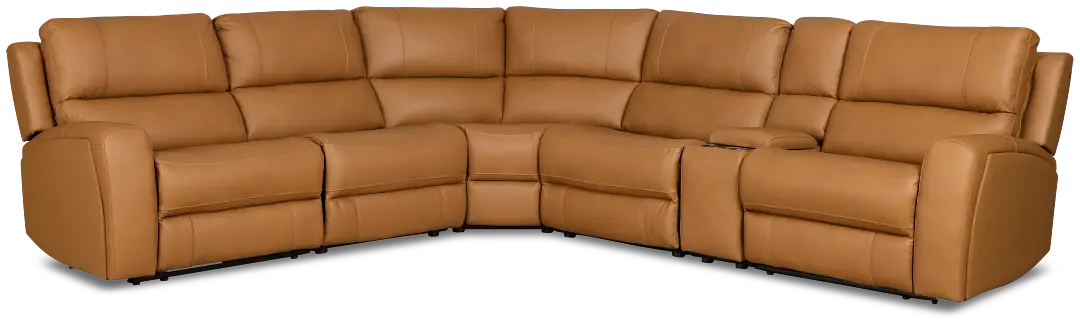 Summit Light Brown Lthr/vinyl Medium Dual Power 2-arm Reclining Sectional Summit Light Brown Lthr/vinyl Medium Dual Power 2-arm Reclining Sectional