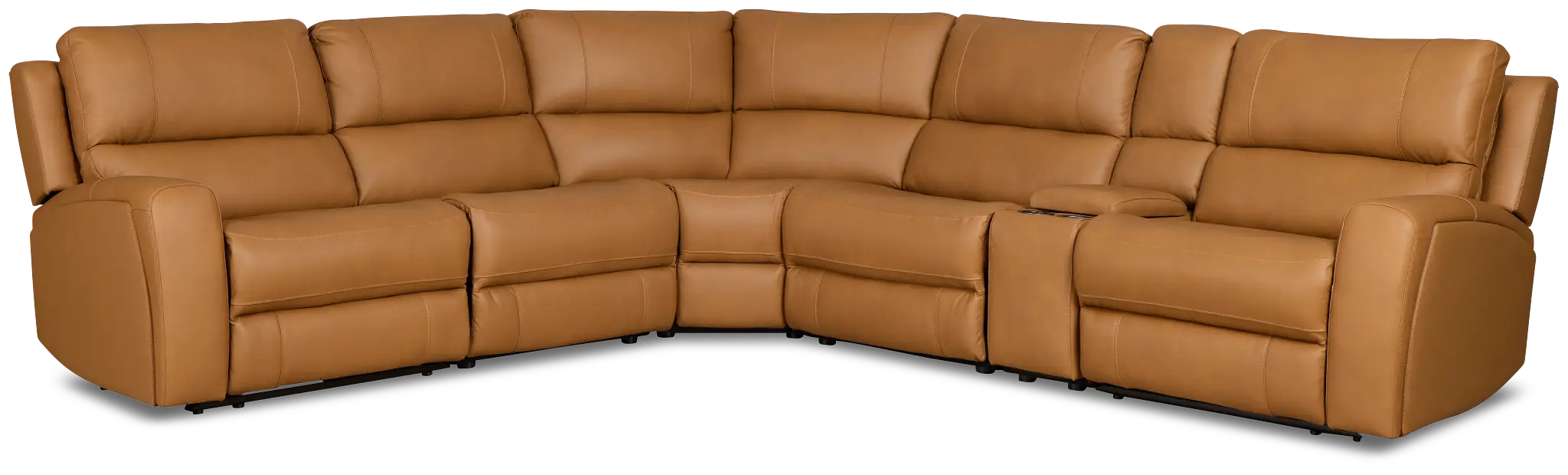 Summit Light Brown Lthr/vinyl Medium Dual Power 2-arm Reclining Sectional Summit Light Brown Lthr/vinyl Medium Dual Power 2-arm Reclining Sectional