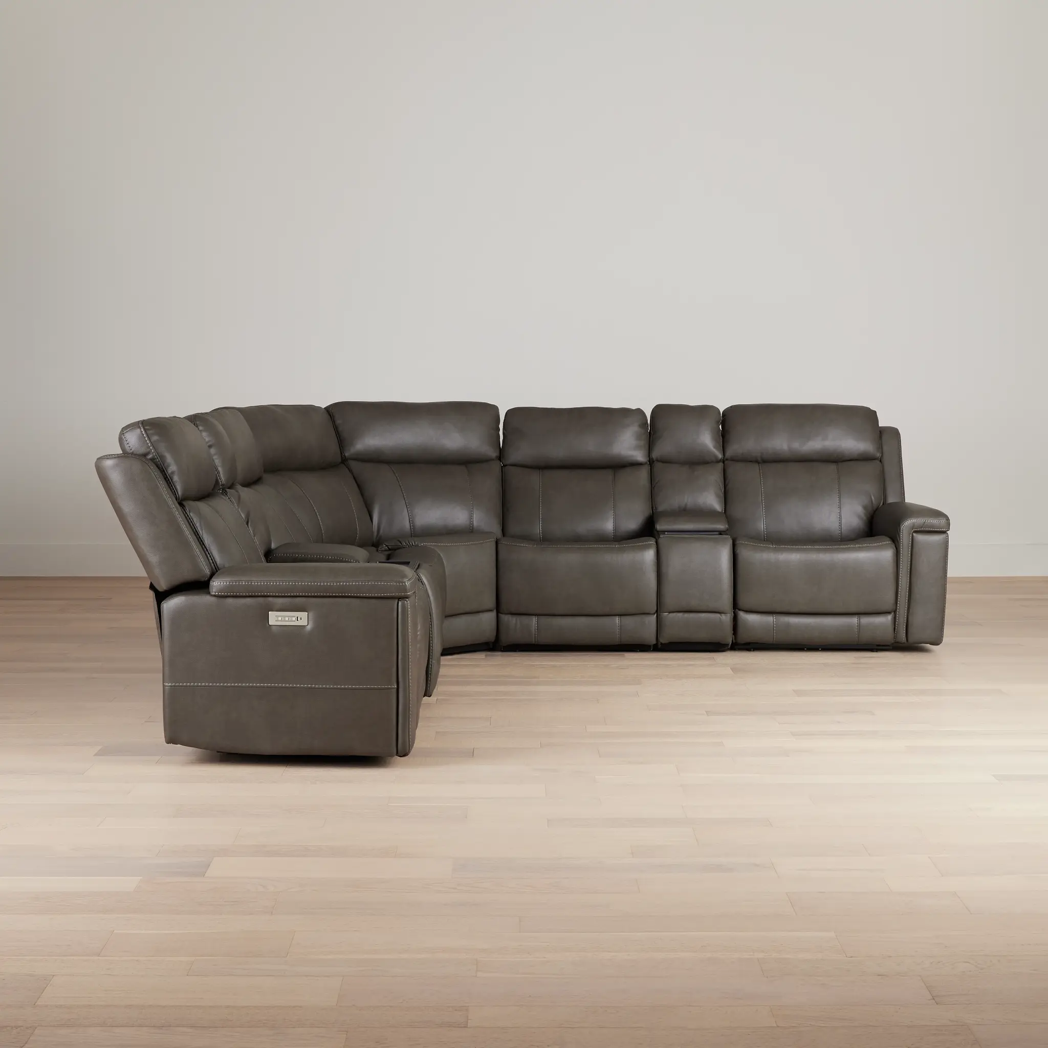 Jayden Gray Micro Large Dual Power Reclining Two-arm Sectional Jayden Gray Micro Large Dual Power Reclining Two-arm Sectional