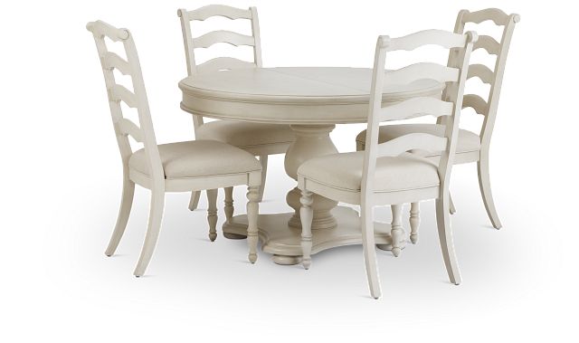 Savannah Ivory Round Table & 4 Chairs (5)