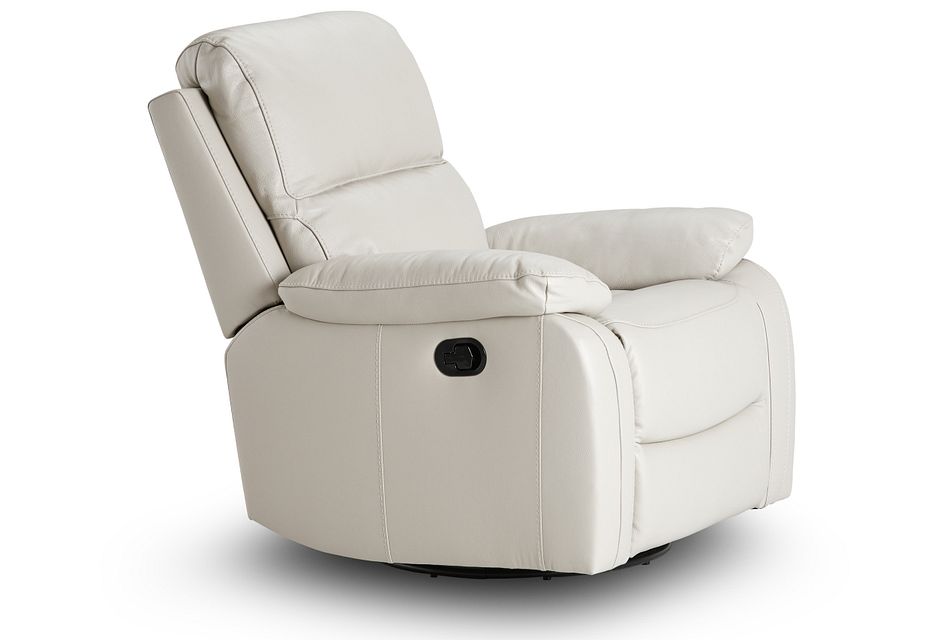 Mason Light Gray Leather Swivel Glider Recliner Living Room Recliners City Furniture