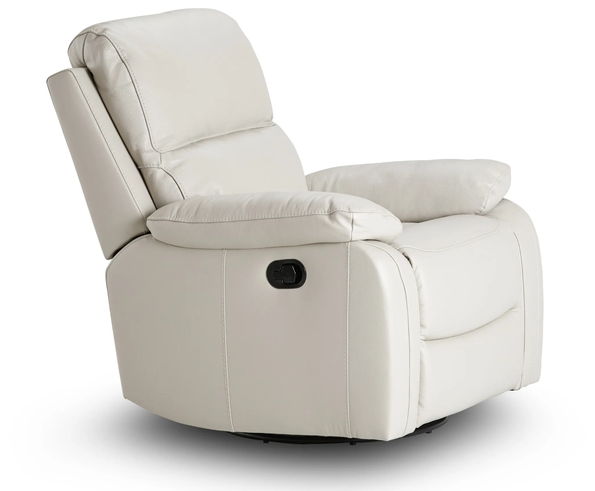 Mason Light Gray Leather Swivel Glider Recliner