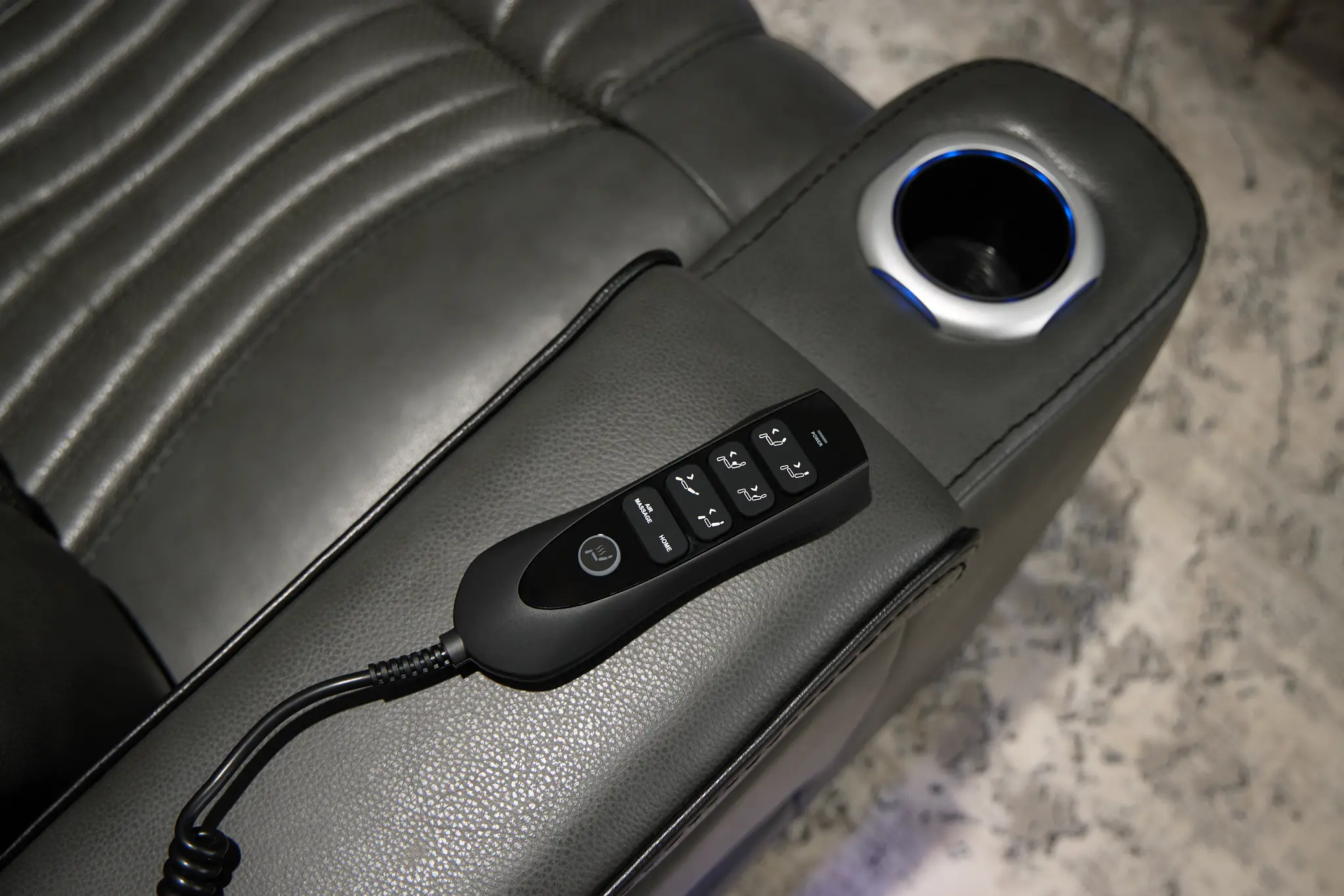 Nova Dark Gray Lthr/vinyl Power Recliner W/ Massage Nova Dark Gray Lthr/vinyl Power Recliner W/ Massage