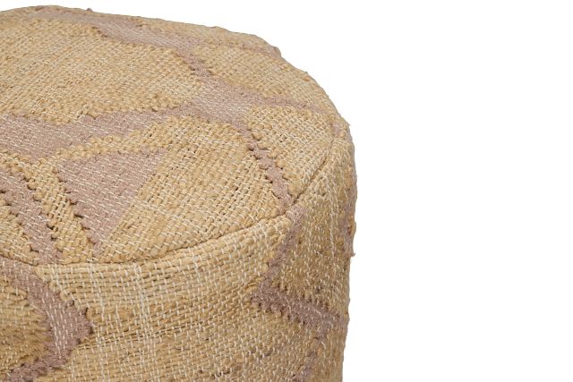 Haylen Light Brown Round Accent Pouf