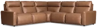 Edison Dark Brown Leather/vinyl Small Dual Power Reclining 2-arm Sectional