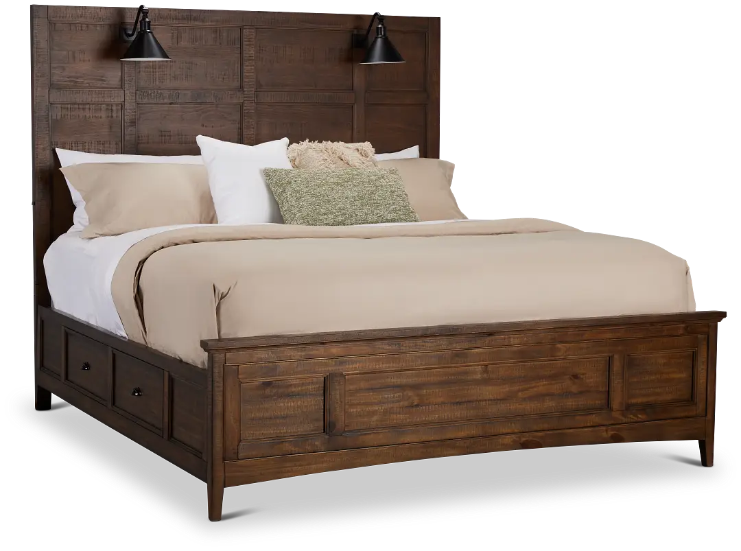 Heron Cove Mid Tone Storage Panel Bed With Lights Heron Cove Mid Tone Storage Panel Bed With Lights