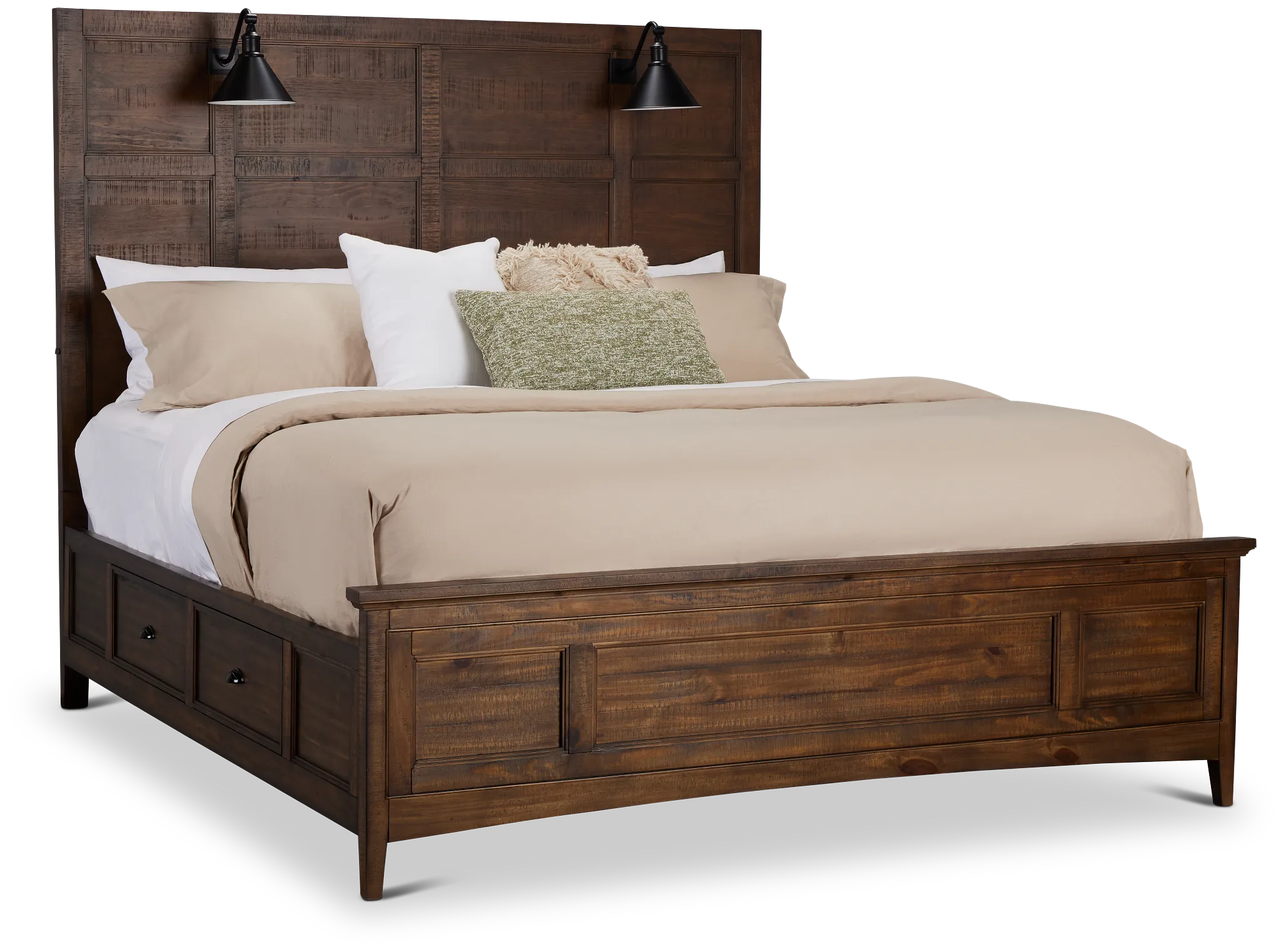 Heron Cove Mid Tone Storage Panel Bed With Lights