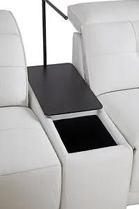 Reva White Leather Medium Triple Power 2-arm Sectional