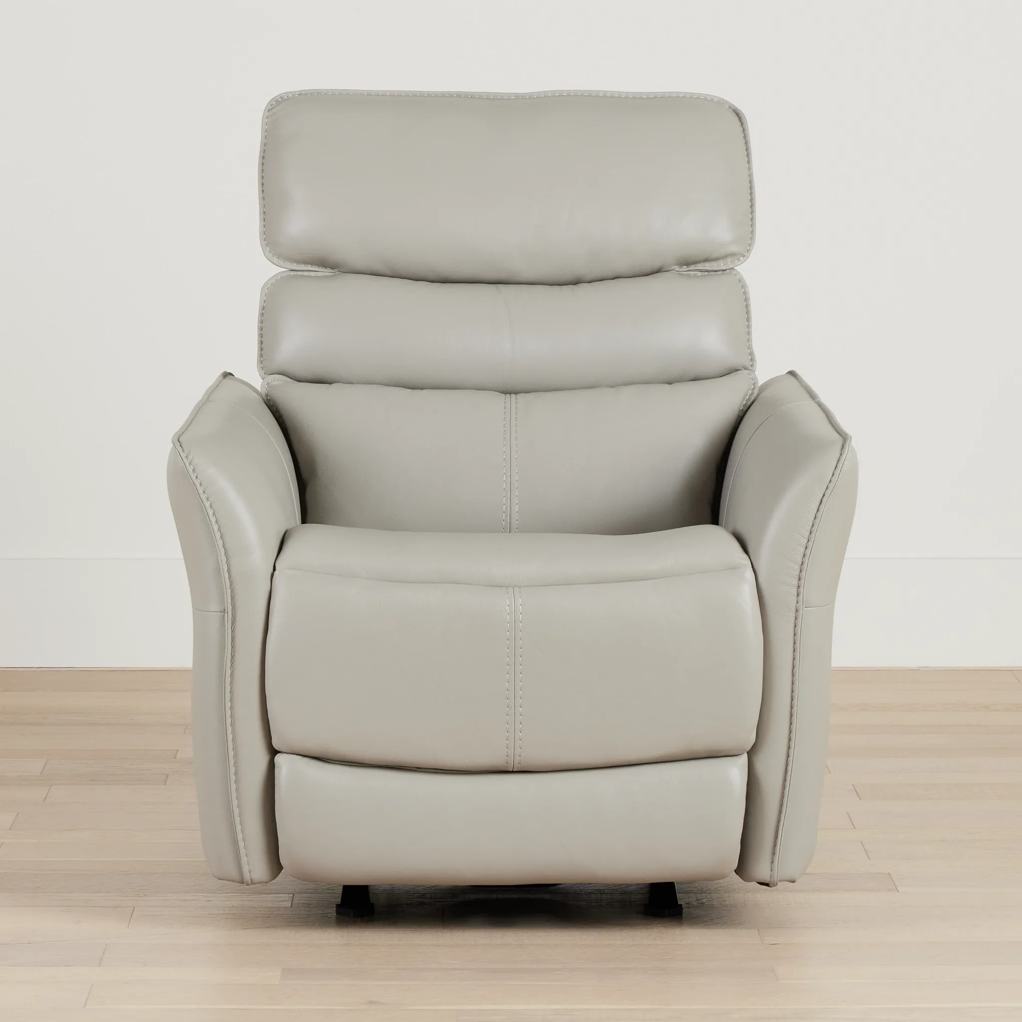 Preston Light Gray Lthr/vinyl Power Recliner With Heat And Massage