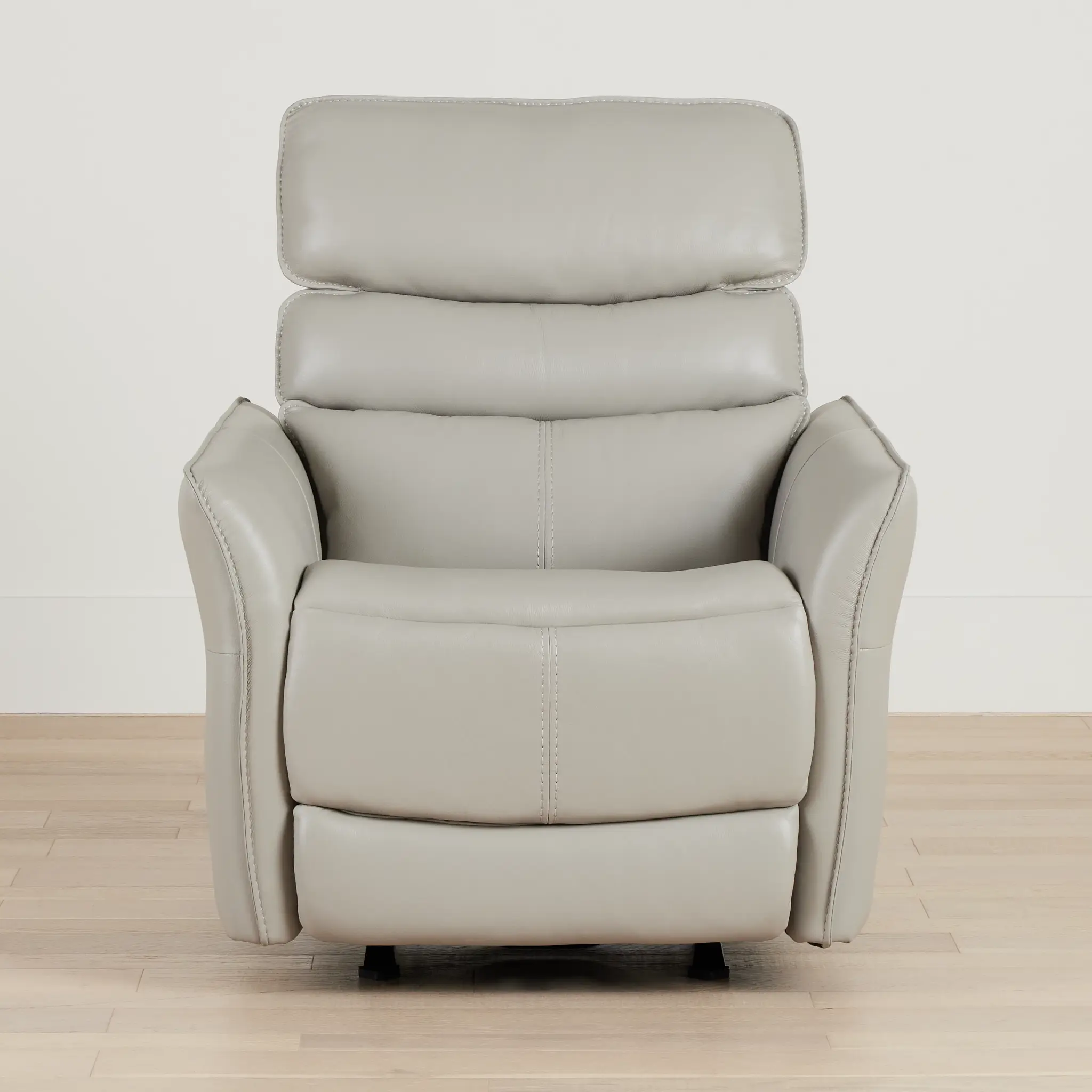 Preston Light Gray Lthr/vinyl Power Recliner With Heat And Massage Preston Light Gray Lthr/vinyl Power Recliner With Heat And Massage