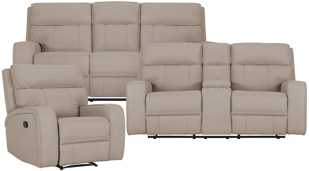 Rhett Taupe Micro Manually Reclining Living Room Rhett Taupe Micro Manually Reclining Living Room