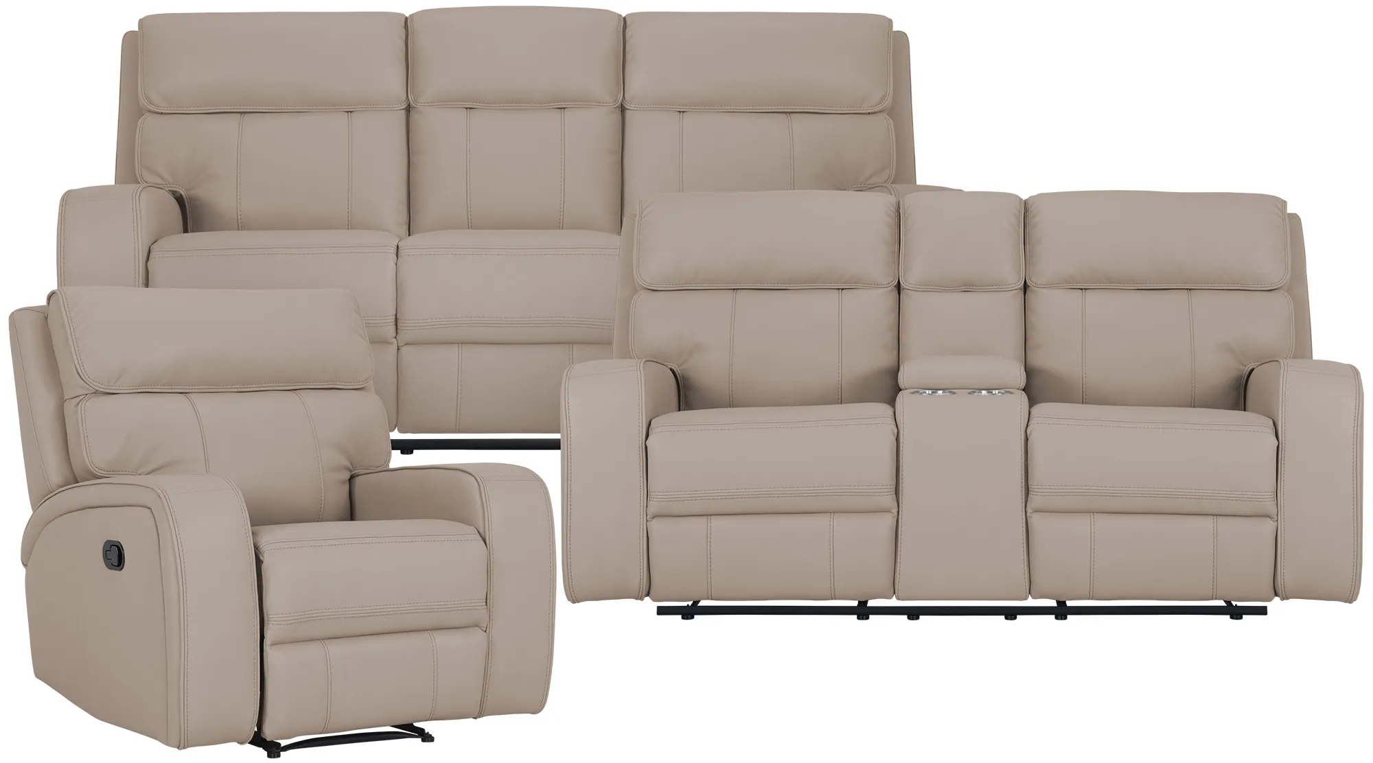 Rhett Taupe Micro Manually Reclining Living Room
